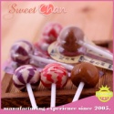 fruits flavor hard scotch lollipop candy with double colors - product's photo