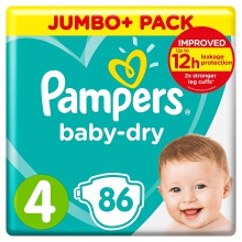pampers baby-dry size 4, 86 nappies, 9-14 kg - product's photo