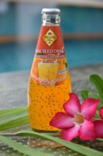 basil seed drink with orange in glass bottle (290ml) - product's photo