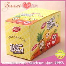 real fruits flavor cube shape soft candy with fork - product's photo