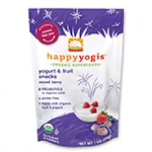 happy baby organic yogis freeze dried yogurt & fruit snacks (mixed berry) - product's photo