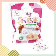 abc milk candy with sweet strawberry center, sweet ,milk candy - product's photo