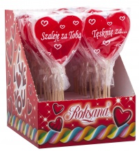 handmade lollipops 60g heart shape red colour - product's photo
