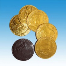 bulk big round gold chocolate coin candy - product's photo